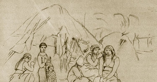 Familia Pehuenche en Antuco, hacia 1840