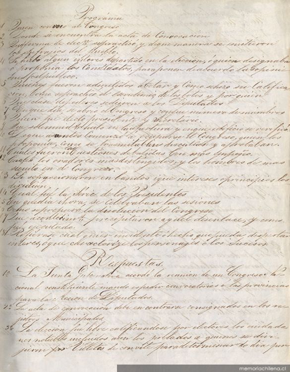 [Notas del obispo Elizondo sobre el Primer Congreso de Chile] : [manuscrito]