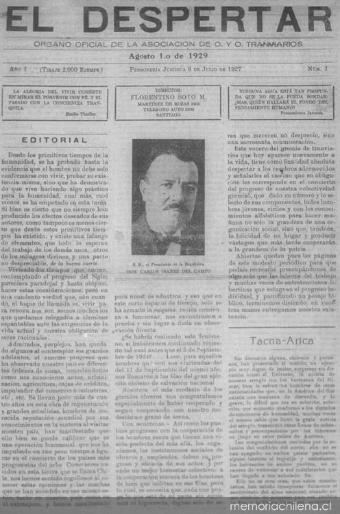 El Despertar : año 1, n°1-6, agosto de 1929-febrero de 1930