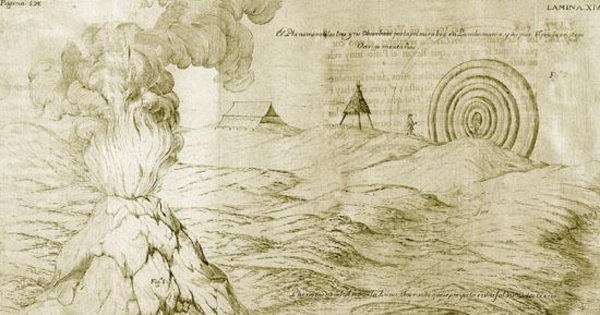 Volcán Cotopaxi y fenómeno óptico observado en Pambamarca, 1748