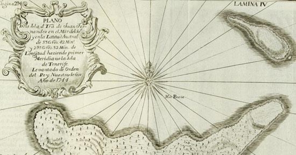 Plano de la isla de Juan Fernández, 1744