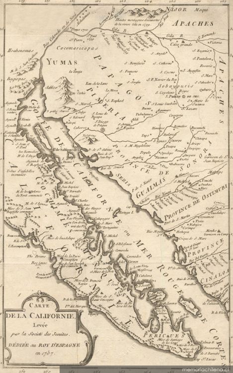 Carte de la Californie : levée par la Société des Jesuites. Dédiée au Roy D'Espagne en 1957
