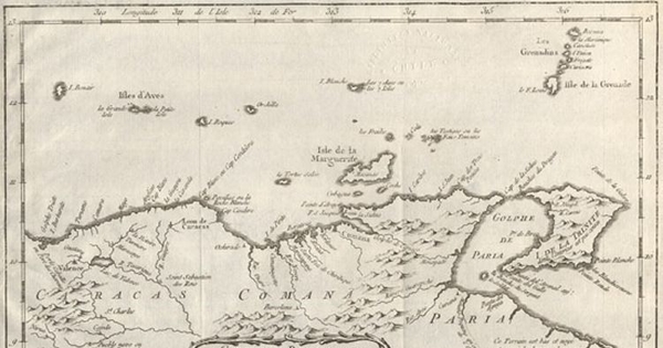 Carte des provinces de Caracas, Comana et Paria : situees dans l'amerique meridionale, siglo 18