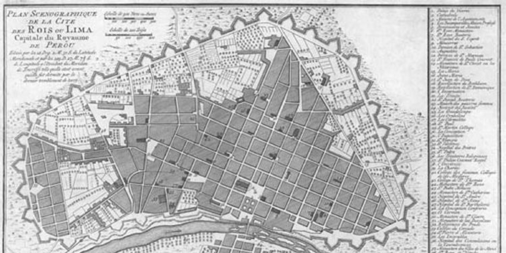 Plan scenographique de la Cité des Rois ou Lima Capitale du Royaume de Perou, 1754