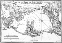 Plan de la Baye de Carthagene des Indes: tiré d'une carte espagnole manuscrite..., 1730