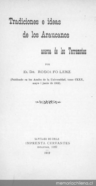 Tradiciones e ideas de los araucanos acerca de los terremotos