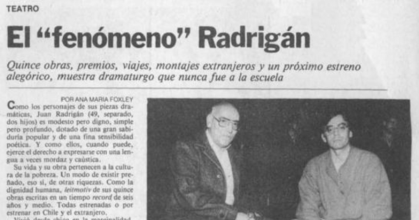 El "fenómeno" Radrigán