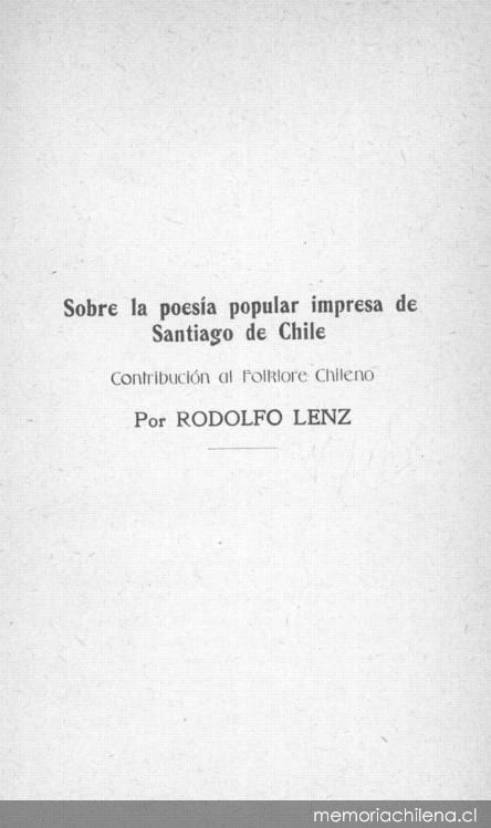 Sobre la poesía popular impresa de Santiago de Chile