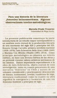 Para una historia de la literatura femenina latinoamericana. Algunas observaciones teórico-metodológicas