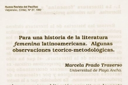 Para una historia de la literatura femenina latinoamericana. Algunas observaciones teórico-metodológicas