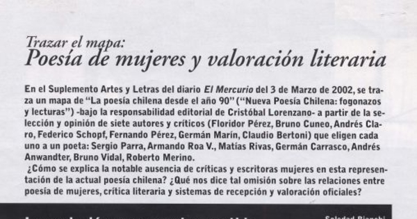 Trazar el mapa : poesía de mujeres y valoración literaria