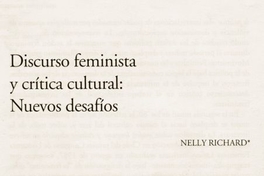 Discurso feminista y crítica cultural : nuevos desafíos