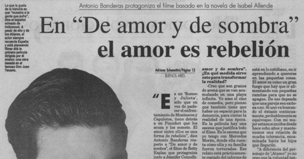 En De amor y de sombra, el amor es rebelión