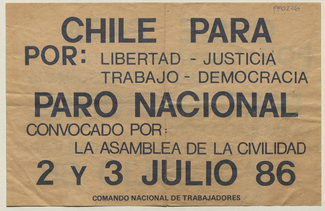 Chile para. Paro Nacional. 2 y 3 julio 86