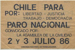 Chile Para, 2 y 3 de julio 1986