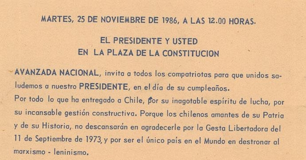 El Presidente y usted en la Plaza de la Constitución, 25 de noviembre 1986