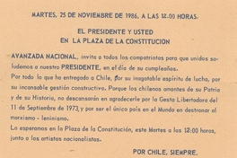 El Presidente y usted en la Plaza de la Constitución, 25 de noviembre 1986