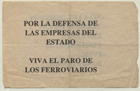 Por la defensa de las empresas del estado : viva el paro de los ferroviarios, abril 1988