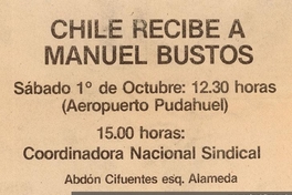 Chile recibe a Manuel Bustos, Octubre 1983