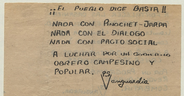 El pueblo dice basta, 1983-1988