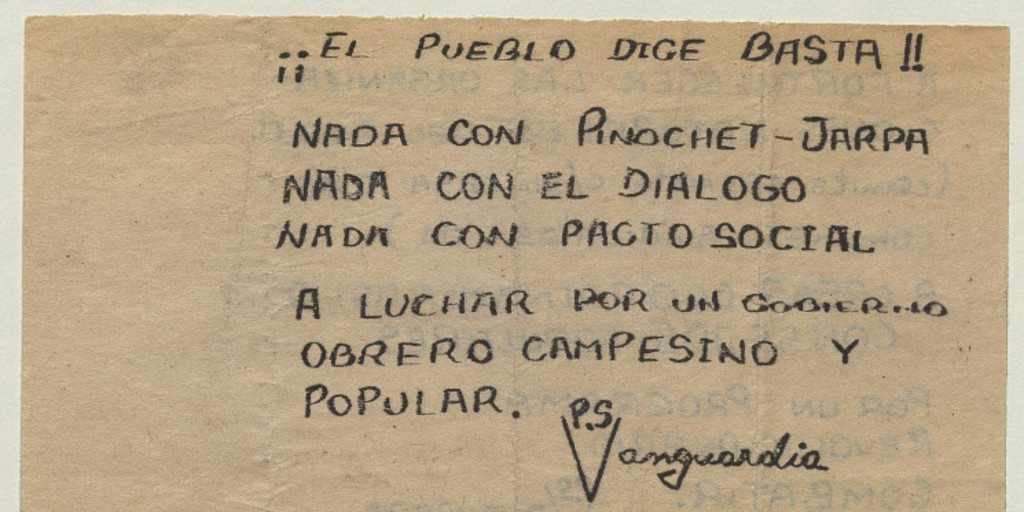 El pueblo dice basta, 1983-1988