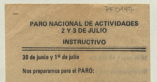 Paro Nacional de Actividades, 1983-1988