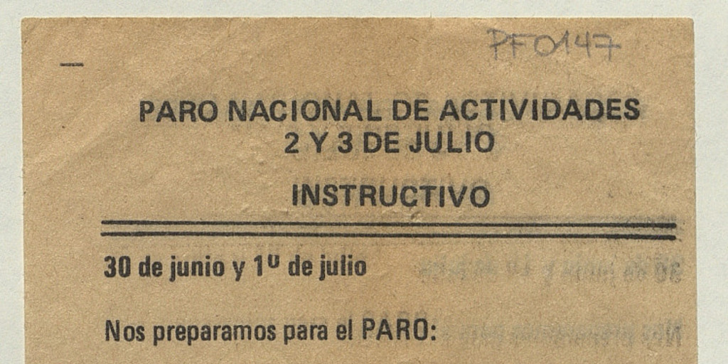 Paro Nacional de Actividades, 1983-1988
