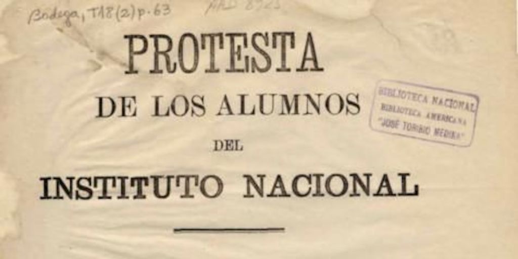 Protesta de los alumnos del Instituto Nacional