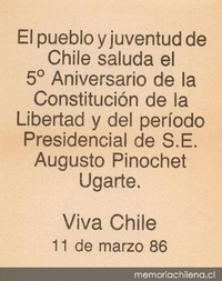 El pueblo y juventud de Chile saluda el 5° aniversario de la Constitución ...