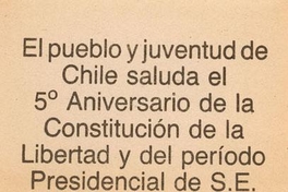 El pueblo y juventud de Chile saluda el 5° aniversario de la Constitución ...