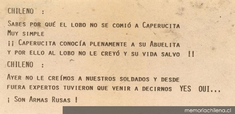 Chileno : Sabes por qué el lobo no se comió a Caperucita, 1983-1988