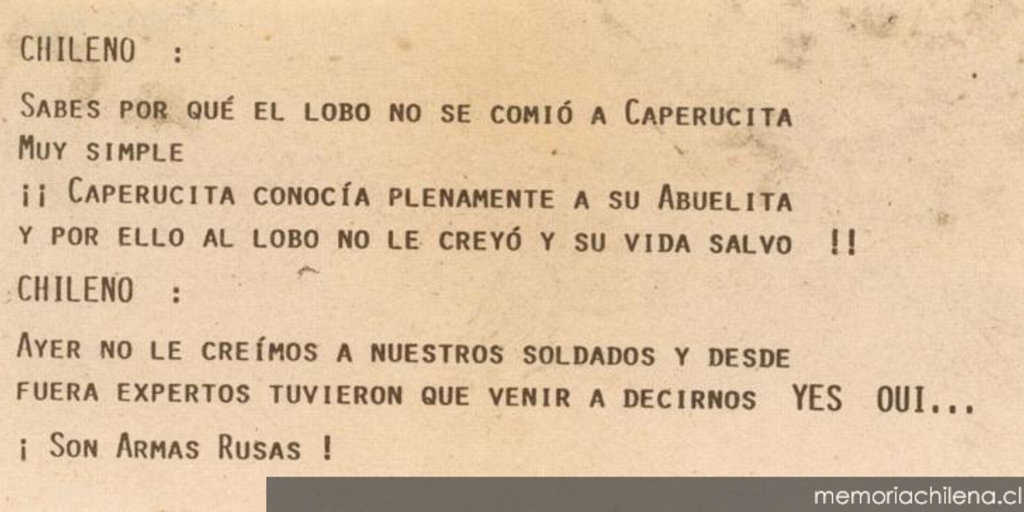 Chileno : Sabes por qué el lobo no se comió a Caperucita, 1983-1988