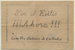 Fin al exilio ¡Ahora!