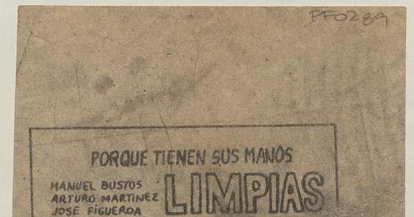 Porque tienen sus manos limpias, Octubre 1985