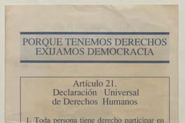 El Chile que no podemos ni debemos entregar a nuestros hijos, 1983-1988