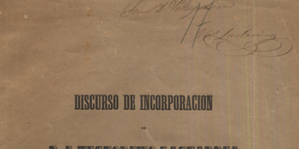 Discurso de incorporación de D. J. Victorino Lastarria a una Sociedad de Literatura de Santiago, en la sesión del tres de mayo de 1842