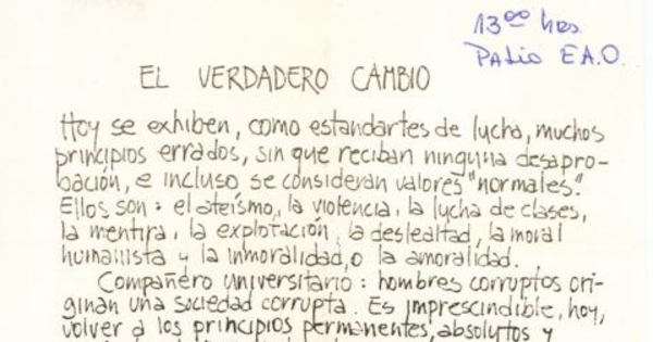 El verdadero cambio, 1983-1988