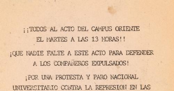 ¡Todos al acto del Campus Oriente! : 2 de julio de 1984