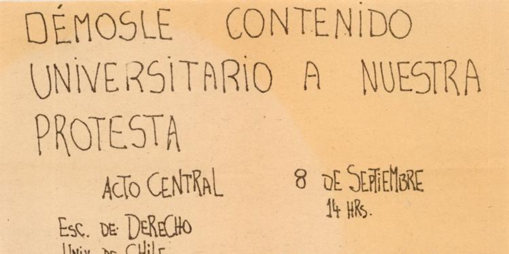 Démosle universitario : protesta, Acto Central, 1983-1988