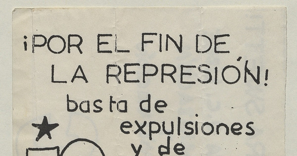 ¡Por el fin de la represión! Basta de expulsiones y de intervenciones