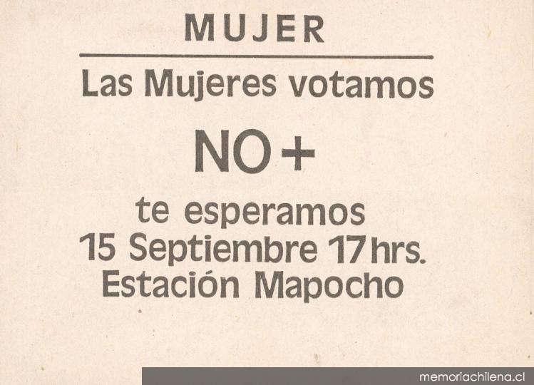 Mujer : las mujeres votamos No, 15 de septiembre 1988