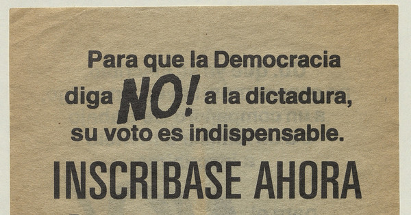 Para que la democracia diga No! a la dictadura, su voto es indispensable
