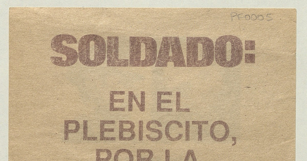 Soldado: en el plebiscito por la patria vota NO