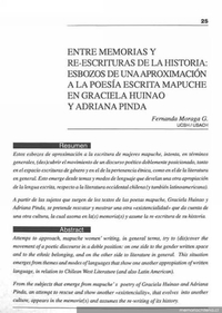 Entre memorias y re-escrituras de la historia, esbozos de una aproximación a la poesía escrita mapuche en Graciela Huinao y Adriana Pinda