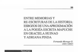 Entre memorias y re-escrituras de la historia, esbozos de una aproximación a la poesía escrita mapuche en Graciela Huinao y Adriana Pinda