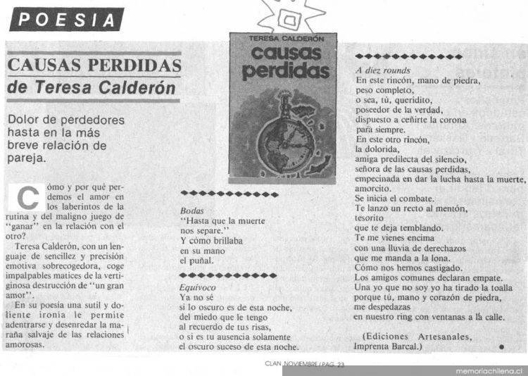 "Causas perdidas" de Teresa Calderón