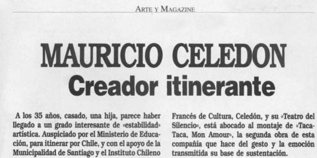 Mauricio Celedón creador itinerante