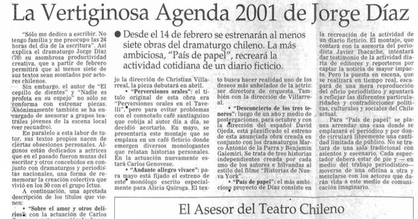 La Vertiginosa agenda 2001 de Jorge Díaz