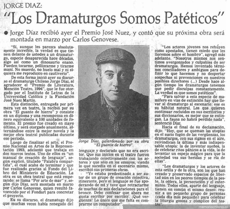 "Los Dramaturgos somos patéticos"