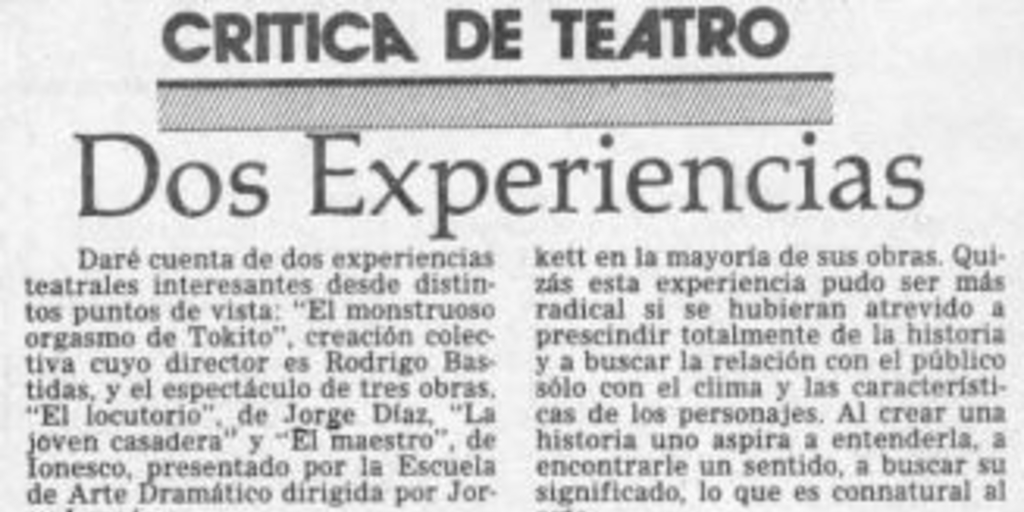 Dos experiencias